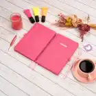 13x21 cm Pembe Deri Sert Kapak Noktalı Tarihsiz Dikişli Not Okul Defteri