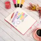 13x21 cm Pembe Deri Sert Kapak Noktalı Tarihsiz Dikişli Not Okul Defteri