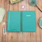 13x21 cm Turkuaz Deri Sert Kapak Noktalı Tarihsiz Dikişli Not Okul Defteri