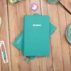 13x21 cm Turkuaz Deri Sert Kapak Noktalı Tarihsiz Dikişli Not Okul Defteri