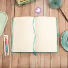 13x21 cm Turkuaz Deri Sert Kapak Noktalı Tarihsiz Dikişli Not Okul Defteri