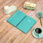 13x21 cm Turkuaz Deri Sert Kapak Noktalı Tarihsiz Dikişli Not Okul Defteri