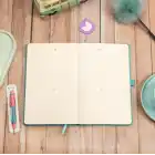 13x21 cm Turkuaz Deri Sert Kapak Noktalı Tarihsiz Dikişli Not Okul Defteri