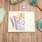 13x21 cm Turkuaz Deri Sert Kapak Noktalı Tarihsiz Dikişli Not Okul Defteri