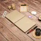 16,5x16,5 cm Krem Yumuşak Deri Kapak Noktalı Tarihsiz Dikişli Not Okul Defteri