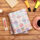 16,5x20 cm Ay Dede Sert Kapak Noktalı Tarihsiz Spiralli Not Okul Defteri