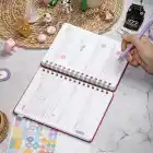 2025-2026 A5 Akademik Ajanda Spiralli Kumaş Kapak 16 Aylık - Kırmızı