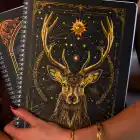 A4 Spiralli Karton Kapak 2’li Set Kareli Ders Programlı Not Okul Defteri - Mistik Serisi Baykuş ve Geyik