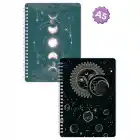 A5 Spiralli Karton Kapak 2li Set Kareli Ders Programlı Not Okul Defteri - Galaksi Serisi Vol. 1