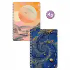 A5 Spiralli Karton Kapak 2li Set Kareli Ders Programlı Not Okul Defteri - Galaksi Serisi Vol. 2