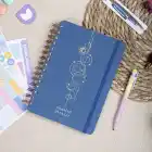 A5 Süresiz Haftalık Planlayıcı Spiralli Kumaş Kapak - Mavi