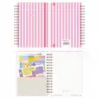 A5 Süresiz Haftalık Planlayıcı Spiralli Kuşe Kapak - Pembe Çizgili