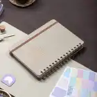 A5 Süresiz Haftalık Planlayıcı Spiralli Vegan Deri Kapak - Krem