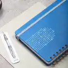 A5 Süresiz Haftalık Planlayıcı Spiralli Vegan Deri Kapak - Mavi