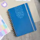 A5 Süresiz Haftalık Planlayıcı Spiralli Vegan Deri Kapak - Mavi