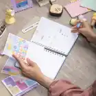 A5 Süresiz Haftalık Planlayıcı Spiralli Vegan Deri Kapak - Mavi