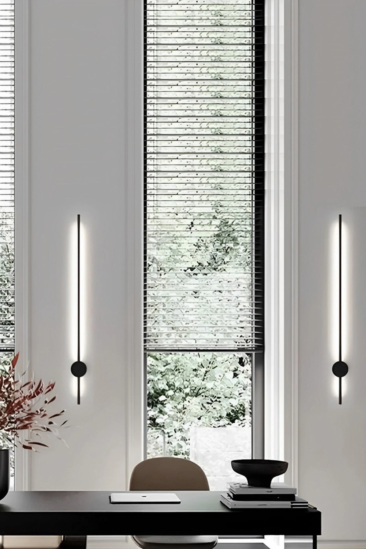 Dekoratif 20W İç Mekan Siyah Kasa 3 Renkli Işık Elektrikli 80 cm Duvar Aplik 1 Adet