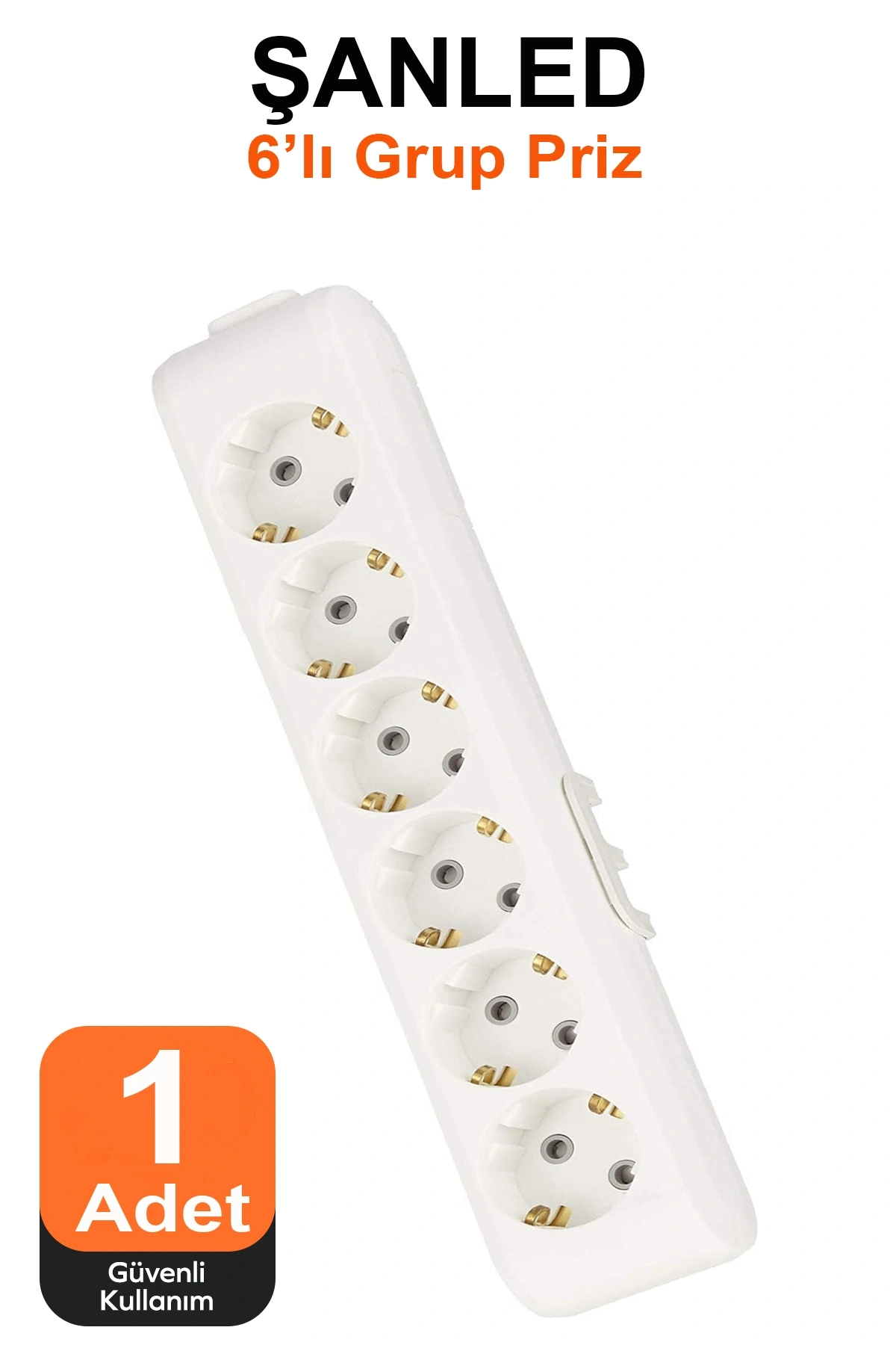 Grup Priz Topraklı 6lı Beyaz Çoklu Askılı Priz 10 Adet