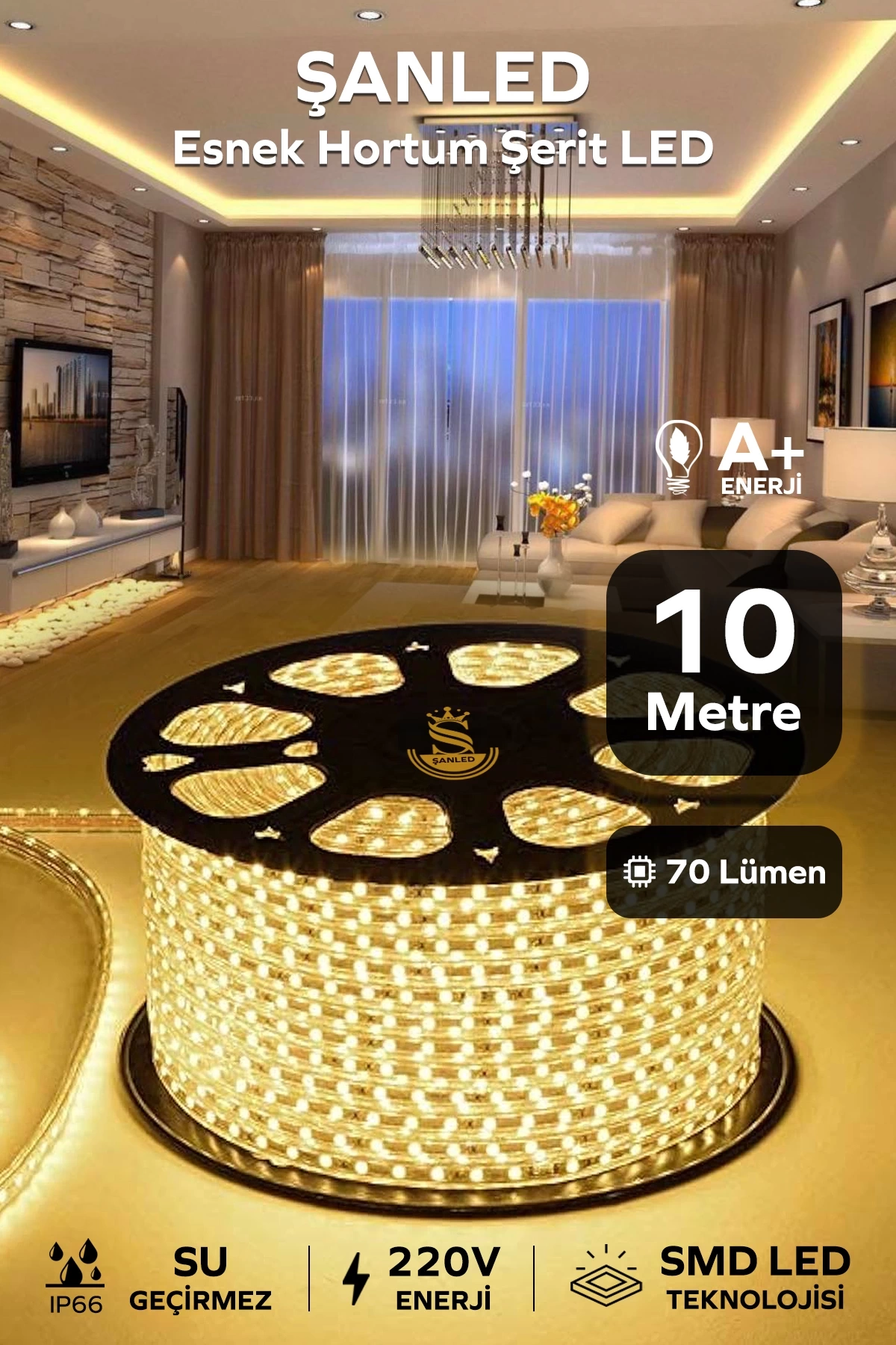 Hortum Esnek 220V Şerit Led Gün Işığı 10 Metre