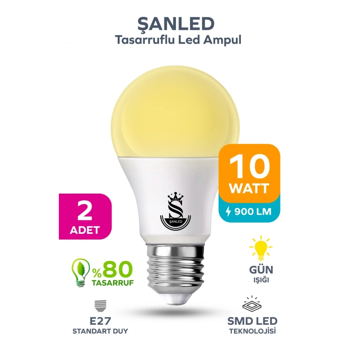 10W Tasarruflu Gün Işığı Led Ampul 2 Adet