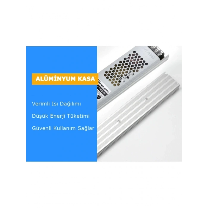 25 Amper Şerit Led Trafosu 350W Super Slim Fansız