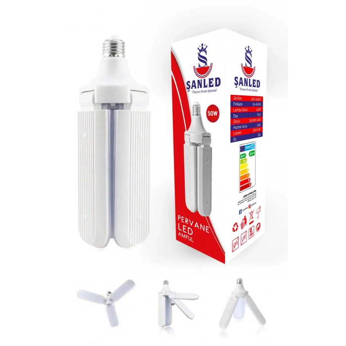 3 Kanatlı Pervane 50W Ampul Beyaz Işık- 8 Adettir