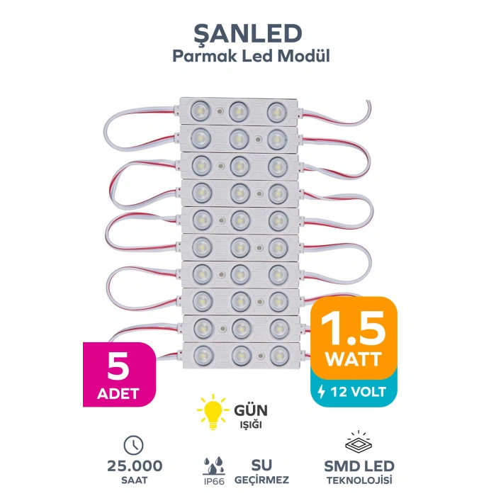 3 Ledli Parmak Led Modül 1.5w 2835 Smd Mercekli Gün Işığı - 5 Adet