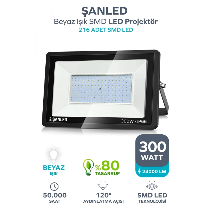 300W 24.000 Lümen 6500k Beyaz Işık Smd Led Projektör 1 Adet