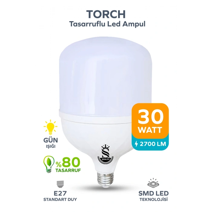 30w Tasarruflu E27 Sarı Işık Torch Led Ampul 1 Adet