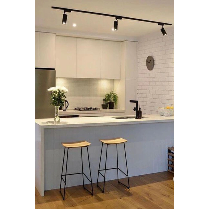 Led Siyah Kasa Gün Işığı 35w Raylı Spot 10 Adet 3 Metre Ray