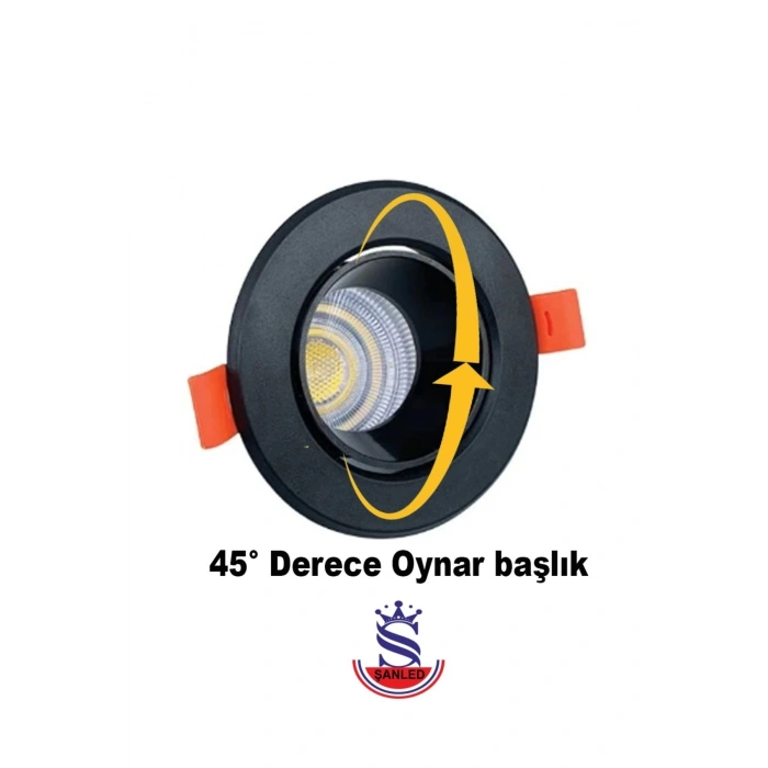 7w Sıva Altı Oynar Başlık Gu10 Siyah Kasa Gün Işığı Led Spot Lamba 20 Adet