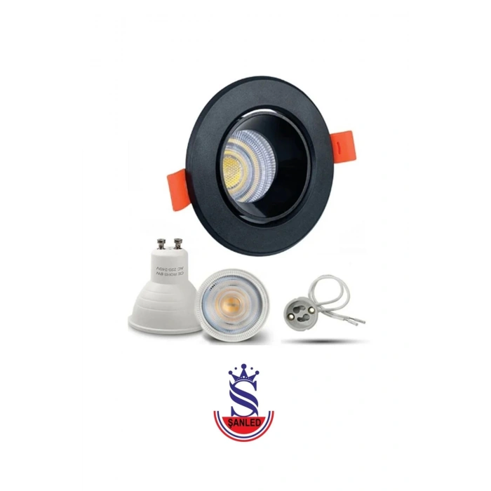 7w Sıva Altı Oynar Başlık Gu10 Siyah Kasa Gün Işığı Led Spot Lamba 20 Adet