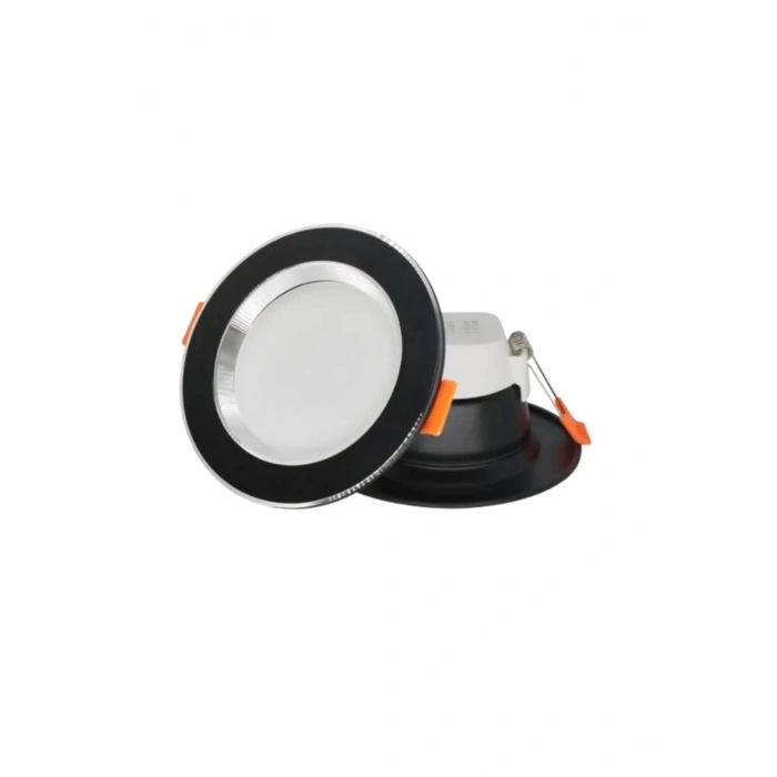 5W 3 Renkli ( Beyaz, Gün Işığı, Amber )Siyah Krom Kasa Led Spot Lamba 4 Adet