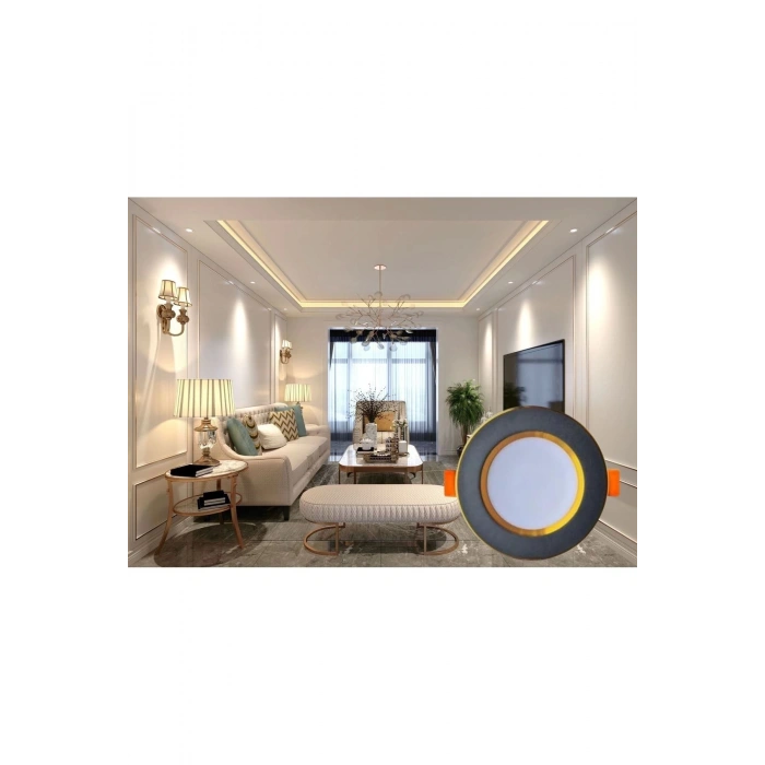 5W 3 Renkli (Beyaz,Günışığı,Amber) Siyah Gold Kasa Led Spot Lamba 2 Adet