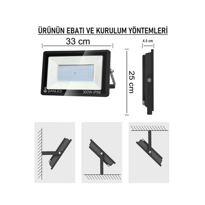 300W 24.000 Lümen 6500k Beyaz Işık Smd Led Projektör 8 Adet