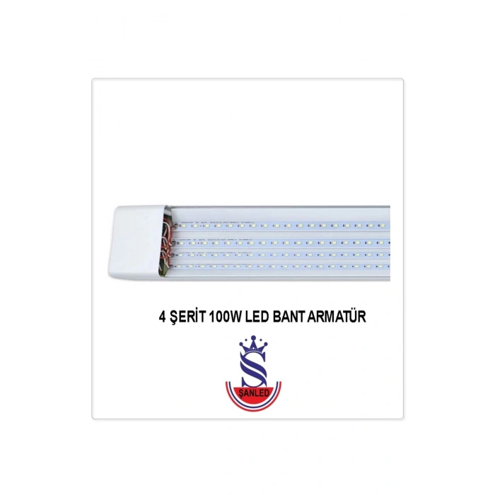 100Wat 120 cm KRİSTAL Yatay LED Bant Armatür-Trafolu Beyaz Işık 40 Adet