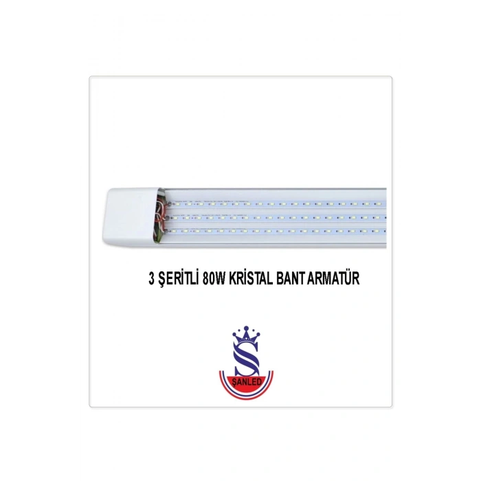 80W 120 Cm KRİSTAL Yatay LED Bant Armatür-Trafolu Beyaz Işık 1 Adet