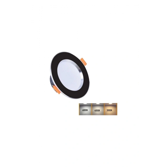 7W 3 Renkli (Beyaz, Gün Işığı, İkisi bir arada) Siyah Krom Led Spot Lamba 50 Adet