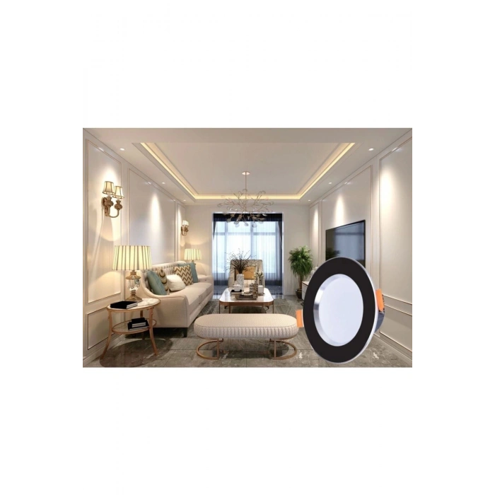 7W 3 Renkli (Beyaz, Gün Işığı, İkisi bir arada) Siyah Krom Led Spot Lamba 50 Adet