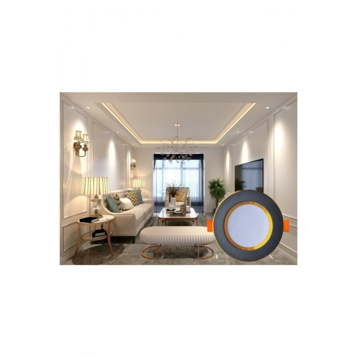 7W 3 Renkli (Beyaz, Gün Işığı, İkisi bir arada) Siyah Gold Led Spot Lamba 50 Adet