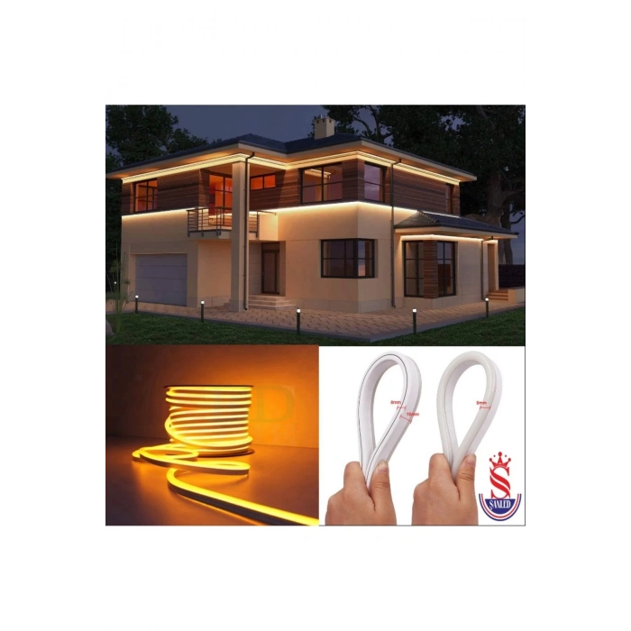 Neon 12 Volt Esnek Hortum led Amber 5 Metre