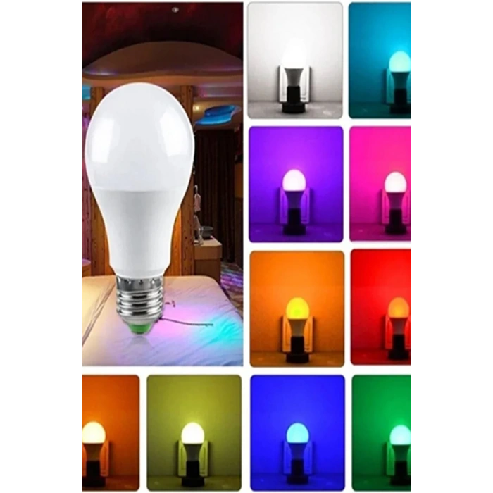 Rgb Led Lamba ampül Kumandalı Ambiyans Aydınlatma Tasarruflu Renk Değiştiren Led Işık 10 Adet