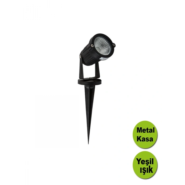 5W YEŞİL IŞIK SİYAH KASA ÇİM BAHÇE AYDINLATMA ARMATÜRÜ 1 Adet