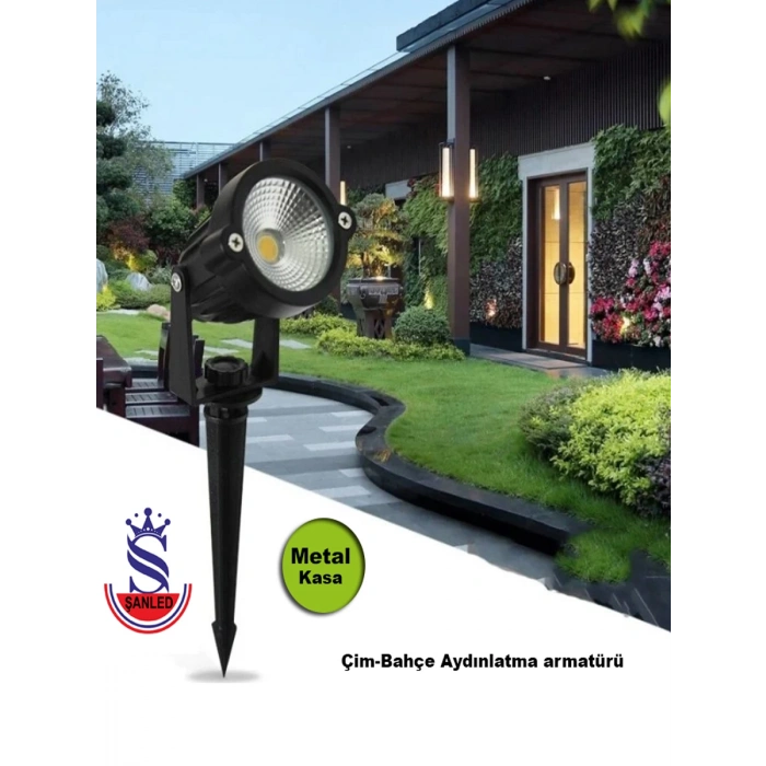 5W YEŞİL IŞIK SİYAH KASA ÇİM BAHÇE AYDINLATMA ARMATÜRÜ 1 Adet