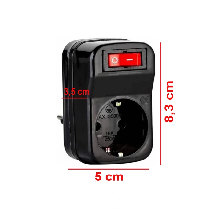 Siyah Akım Korumalı Tekli Anahtar Priz Yüksek Akım 4 Adet