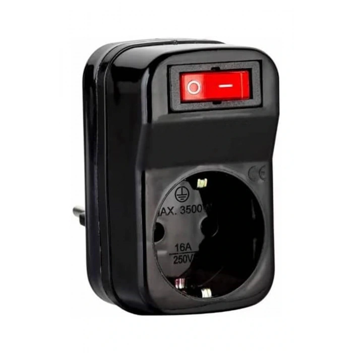 Siyah Akım Korumalı Tekli Anahtar Priz Yüksek Akım 4 Adet