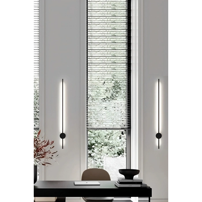 Dekoratif 20W İç Mekan Siyah Kasa 3 Renkli Işık Elektrikli 80 cm Duvar Aplik 1 Adet