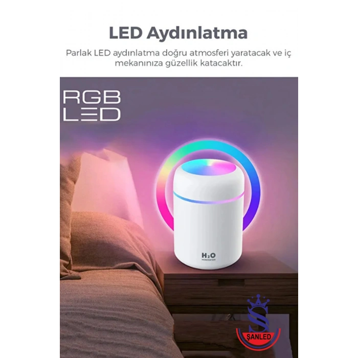 300 ml Ultrasonik Ledli Hava Nemlendirici Buhar Makinesi Ve Aroma Difüzörü