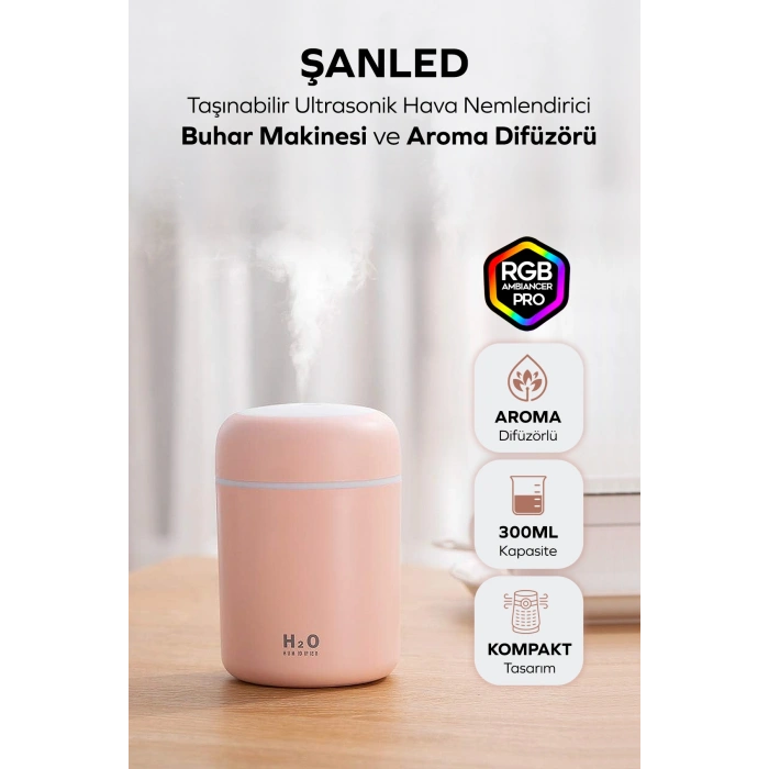 300 ml Ultrasonik Ledli Hava Nemlendirici Buhar Makinesi Ve Aroma Difüzörü