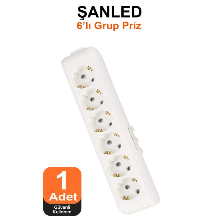Grup Priz Topraklı 6lı Beyaz Çoklu Askılı Priz 4 Adet